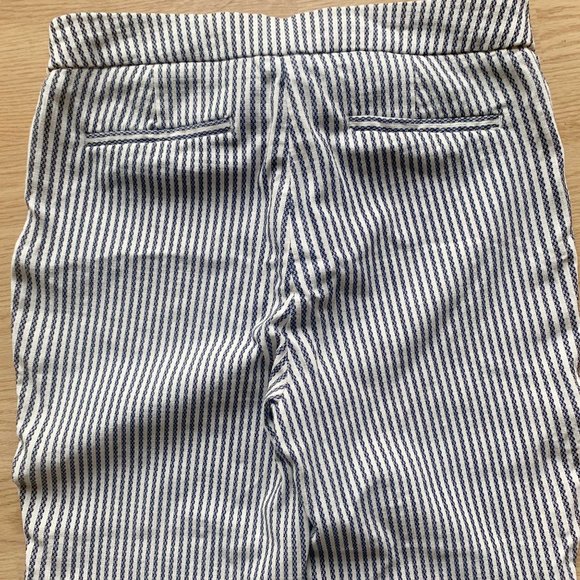 RACHEL ZOE Blue White Pinstripe Nautical Stretch Cropped Ankle Pant Sz 6 - Picture 5 of 11